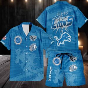 Detroit Lions Combo Hawaiian Shirt And Shorts