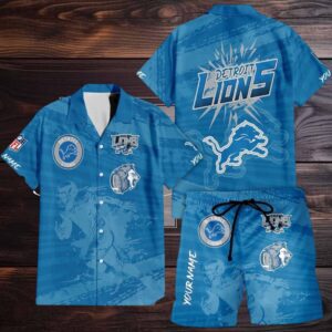 Detroit Lions Combo Hawaiian Shirt And Shorts