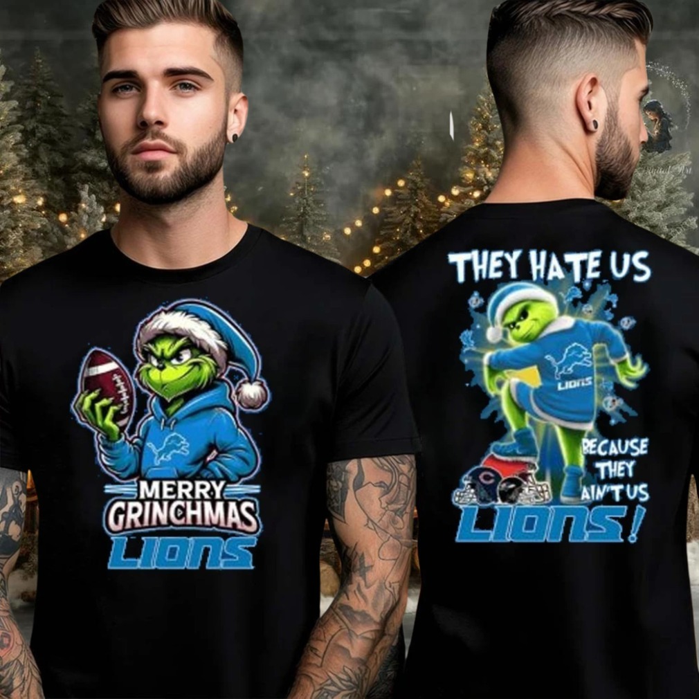 Detroit Lions Grinch Merry Christmas Grinchmas 2025 Personalized Football Logo Two Sided Shirt Detroit Lions Grinch Merry Christmas Grinchmas 2025 Personalized Football Logo Two Sided Shirt