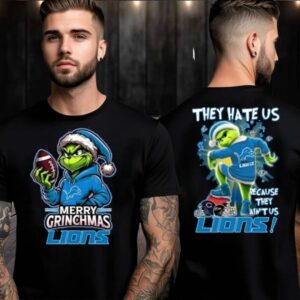 Detroit Lions Grinch Merry Christmas Grinchmas 2025 Personalized Football Logo Two Sided Shirt