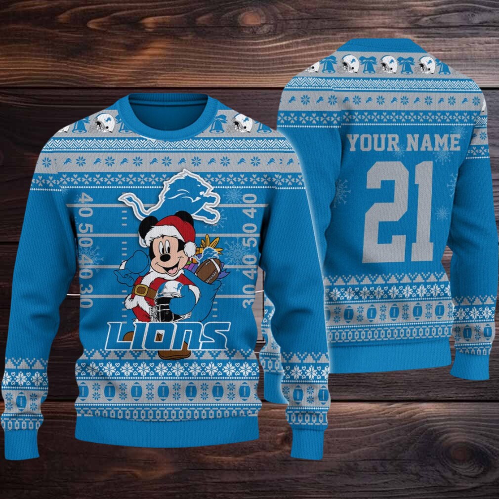 Detroit Lions Mickey Mouse Santa Ugly Christmas Sweater Detroit Lions Mickey Mouse Santa Ugly Christmas Sweater