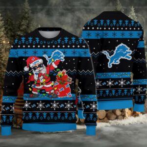 Detroit Lions Santa Claus Ugly Christmas Sweater