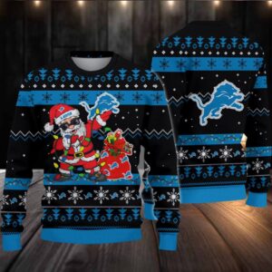 Detroit Lions Santa Claus Ugly Christmas Sweater