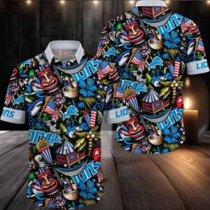 Detroit Lions Tiki Me Off Hawaiian Shirt, Detroit Lions Aloha Shirt