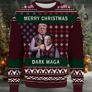 Donald Trump And Elon Musk Step Brothers Dark MAGA Ugly Christmas Sweater