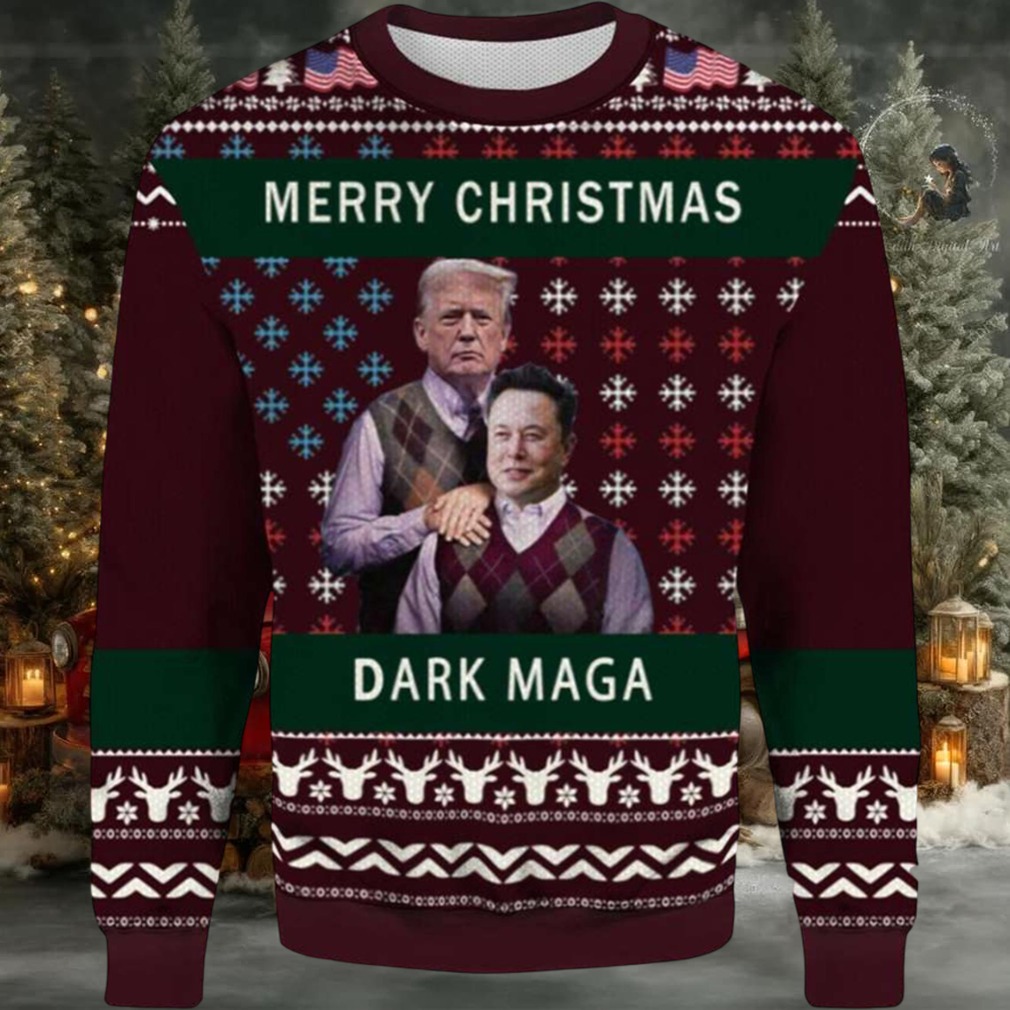 Donald Trump And Elon Musk Step Brothers Dark MAGA Ugly Christmas Sweater Donald Trump And Elon Musk Step Brothers Dark MAGA Ugly Christmas Sweater