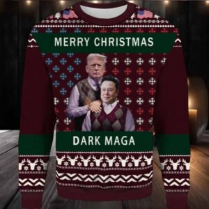 Donald Trump And Elon Musk Step Brothers Dark MAGA Ugly Christmas Sweater