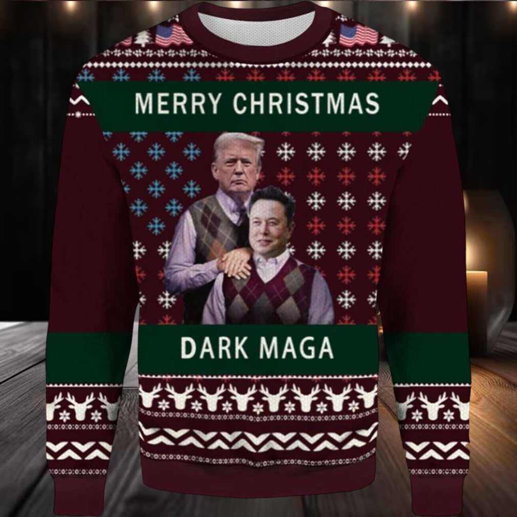 Donald Trump And Elon Musk Step Brothers Dark MAGA Ugly Christmas Sweater Donald Trump And Elon Musk Step Brothers Dark MAGA Ugly Christmas Sweater