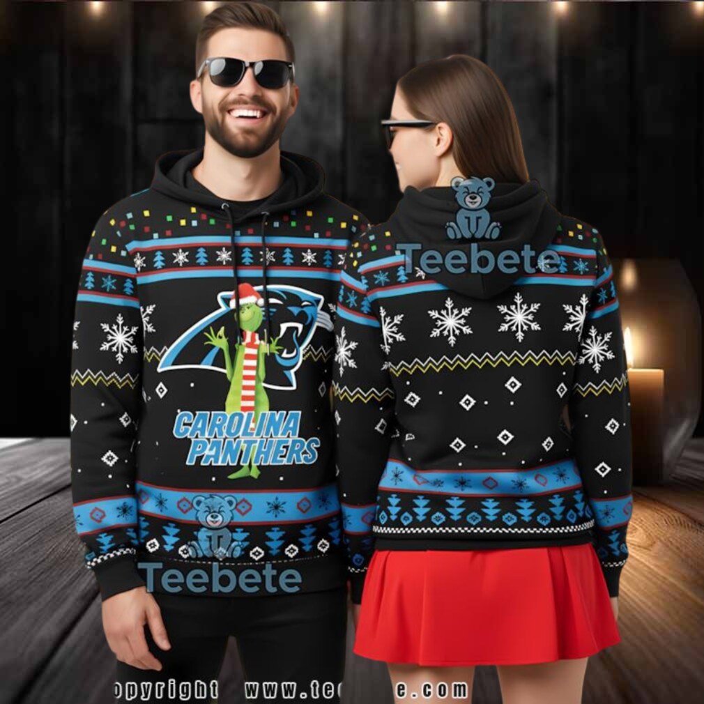 Carolina Panthers Grinch Holiday 3D Ugly Hoodie Zip Up Carolina Panthers Grinch Holiday 3D Ugly Hoodie Zip Up