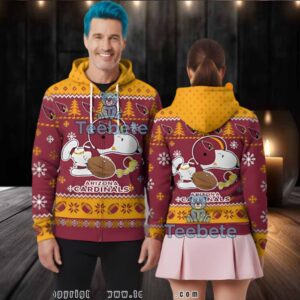 Arizona Cardinals Snoopy Peanuts Ugly 3D Pullover Hoodie