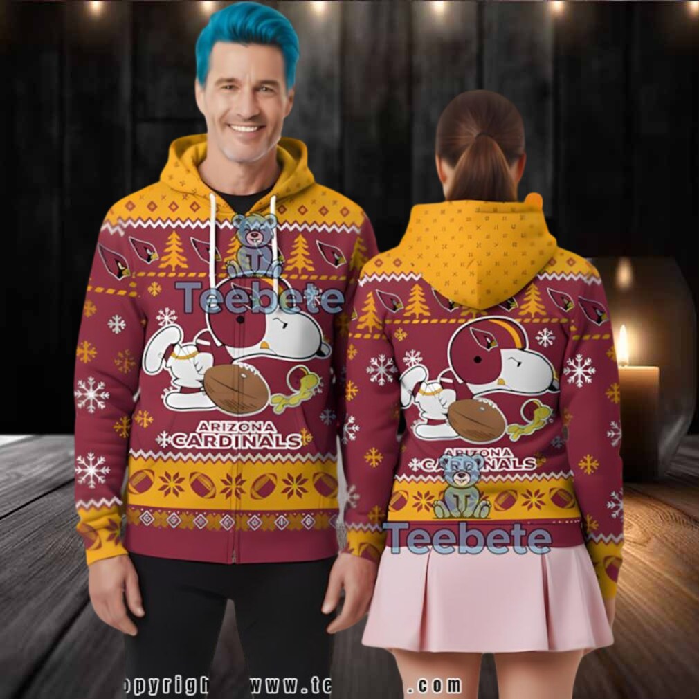 Arizona Cardinals Snoopy Peanuts Ugly 3D Pullover Hoodie Arizona Cardinals Snoopy Peanuts Ugly 3D Pullover Hoodie