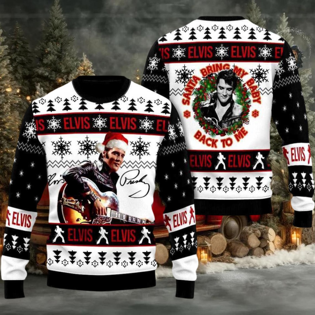 Elvis Santa Bring My Baby Back To Me Ugly Christmas Sweater Elvis Santa Bring My Baby Back To Me Ugly Christmas Sweater