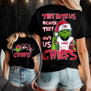 Kansas City Chiefs Grinch Santa They Hate Us Because They Ain’t Us Merry Christmas Shirt