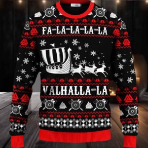 Falalalala Valhallala Viking Ships Viking Ugly Christmas Sweater