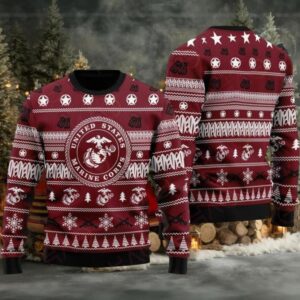 Festive Us Marine Corps Ugly Christmas Sweater – Perfect Holiday Gift!