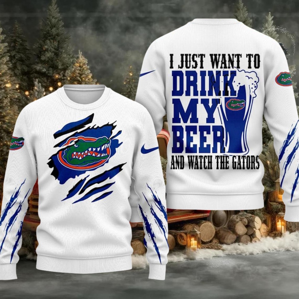 Florida Gators NCAA I Just Want To Drink My Beer And Watch Aggies Ugy Christmas Sweater Florida Gators NCAA I Just Want To Drink My Beer And Watch Aggies Ugy Christmas Sweater