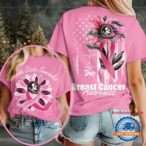 Florida State Seminoles 2025 NCAA Breast Cancer Sunflowers Unisex 3D Shirt