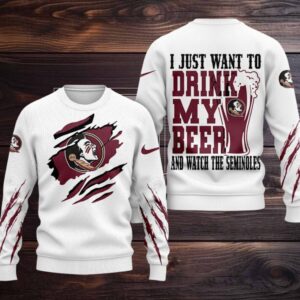Florida State Seminoles NCAA I Just Want To Drink My Beer And Watch Aggies Ugy Christmas Sweater