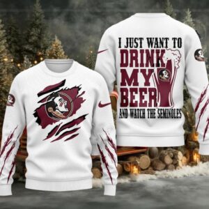 Florida State Seminoles NCAA I Just Want To Drink My Beer And Watch Aggies Ugy Christmas Sweater