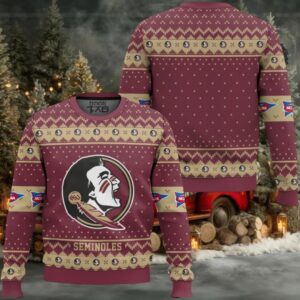 Florida State Seminoles – Custom Name And Number Ugly Christmas Sweater