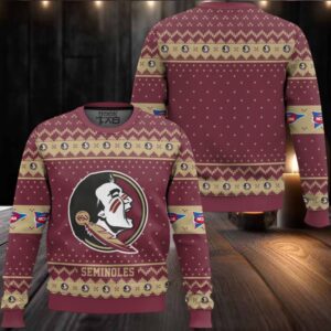 Florida State Seminoles – Custom Name And Number Ugly Christmas Sweater