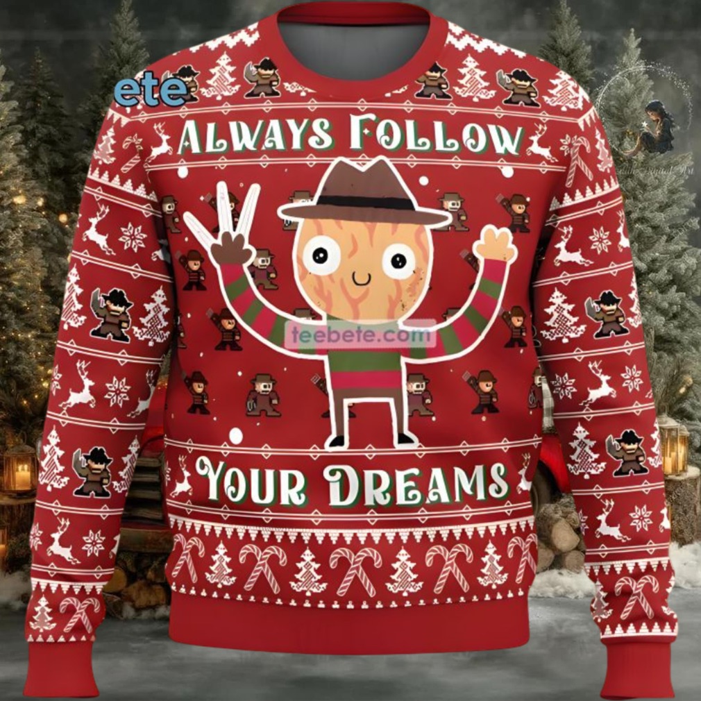 Freddy Krueger Always Follow Your Dreams Ugly Christmas Sweaters Red Couples Freddy Krueger Always Follow Your Dreams Ugly Christmas Sweaters Red Couples