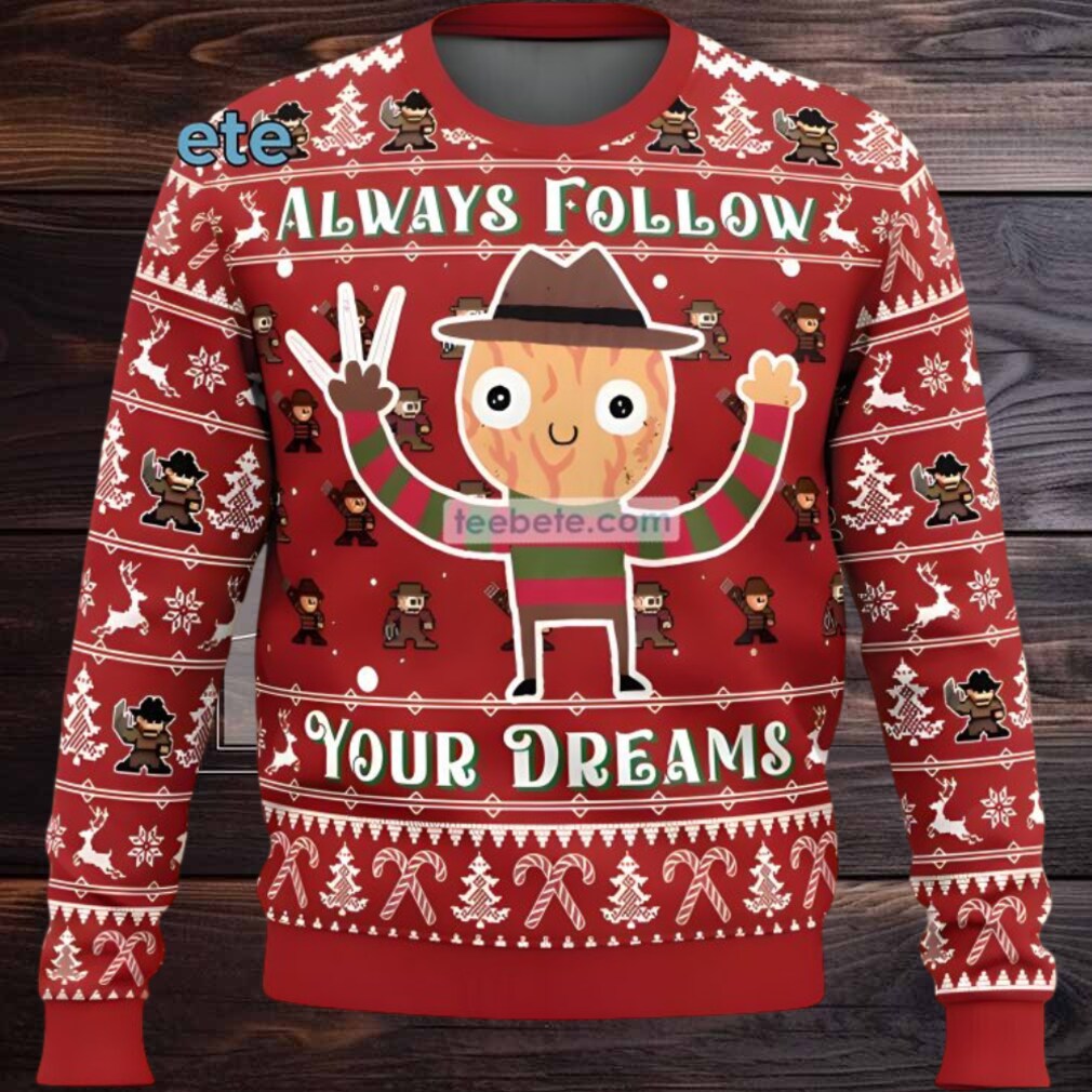 Freddy Krueger Always Follow Your Dreams Ugly Christmas Sweaters Red Couples Freddy Krueger Always Follow Your Dreams Ugly Christmas Sweaters Red Couples