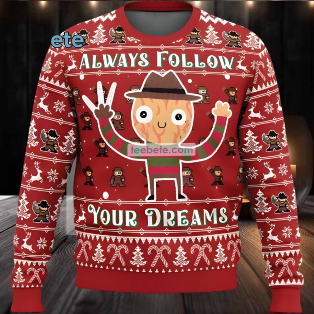Freddy Krueger Always Follow Your Dreams Ugly Christmas Sweaters Red Couples Freddy Krueger Always Follow Your Dreams Ugly Christmas Sweaters Red Couples