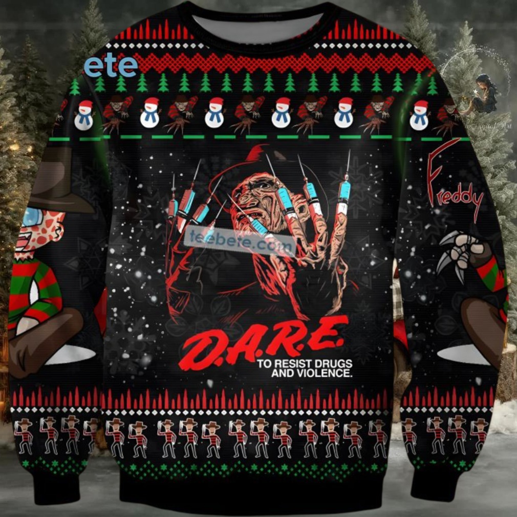 Freddy Krueger Dare To Resist Drugs And Violence Ugly Sweater Black Naughty