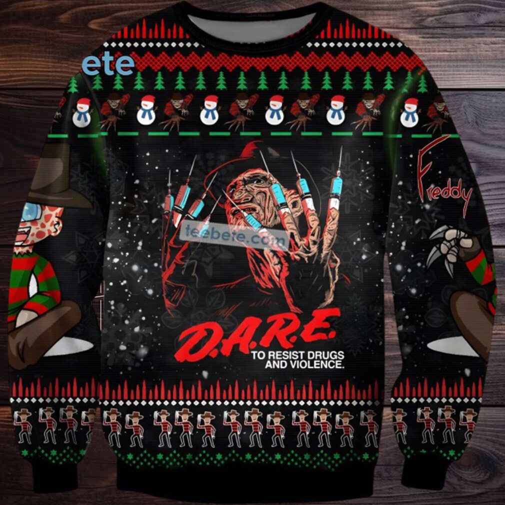 Freddy Krueger Dare To Resist Drugs And Violence Ugly Sweater Black Naughty