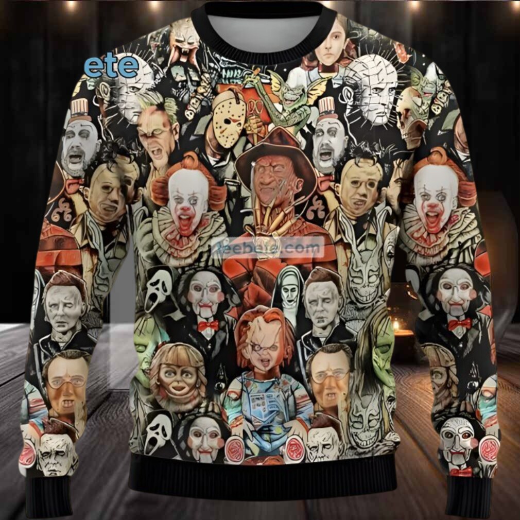 Freddy Krueger Jason Voorhees Chucky Ugly Cardigan Christmas Black Freddy Krueger Jason Voorhees Chucky Ugly Cardigan Christmas Black