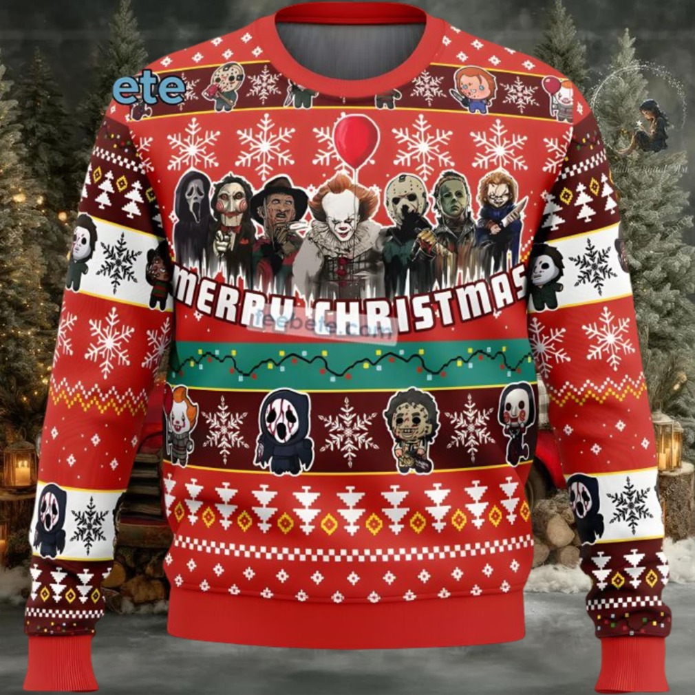 Freddy Krueger Merry Christmas Nightmare Of Halloween Ugly Christmas Sweater Red Freddy Krueger Merry Christmas Nightmare Of Halloween Ugly Christmas Sweater Red