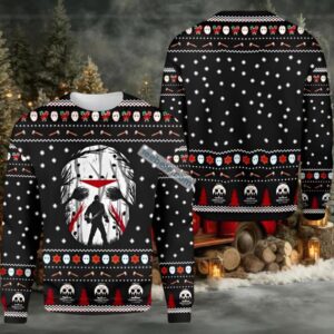 Friday The 13Th Jason Voorhees Ugly Xmas Sweater Black