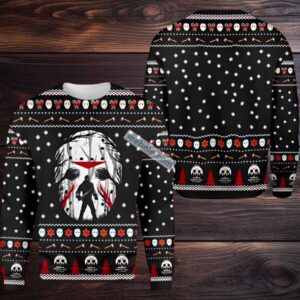 Friday The 13Th Jason Voorhees Ugly Xmas Sweater Black