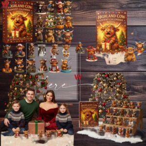 Funny Highland Cow 2025 Advent Calendar Christmas