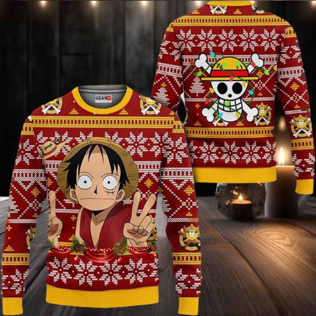 Funny Luffy Anime Xmas Gifts One Piece Ugly Christmas Sweater Funny Luffy Anime Xmas Gifts One Piece Ugly Christmas Sweater