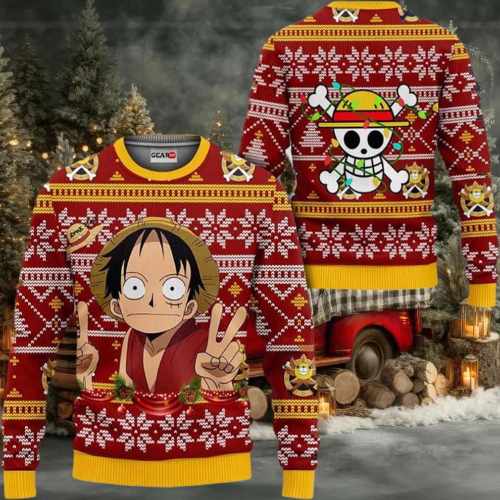 Funny Luffy Anime Xmas Gifts One Piece Ugly Christmas Sweater Funny Luffy Anime Xmas Gifts One Piece Ugly Christmas Sweater