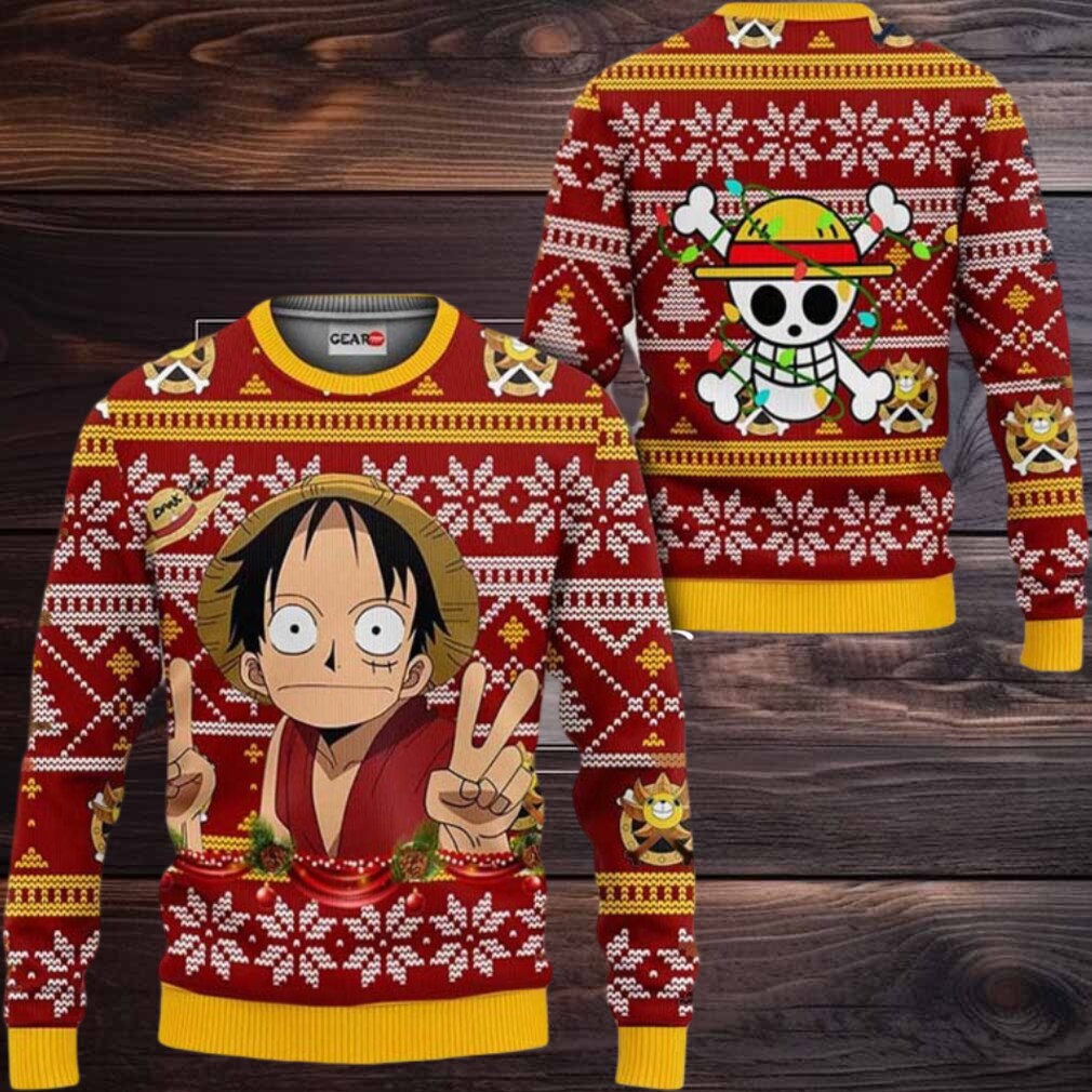 Funny Luffy Anime Xmas Gifts One Piece Ugly Christmas Sweater Funny Luffy Anime Xmas Gifts One Piece Ugly Christmas Sweater