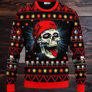 Funny Skull With Cap Skull Ugly Christmas Sweater