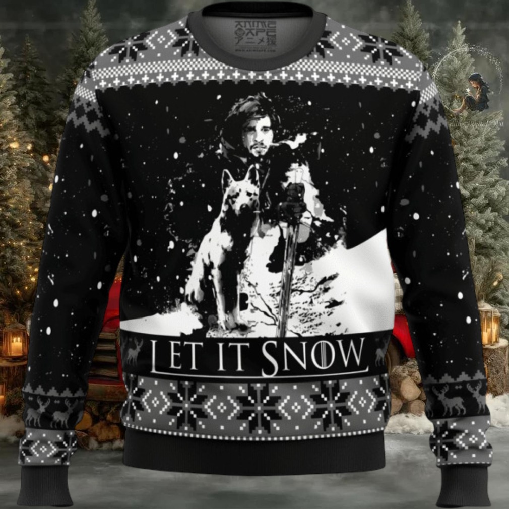 Game Of Thrones Let It Snow Black And White Ugly Sweater Gifts, Game Of Thrones Gift Fan Ugly Sweater 549