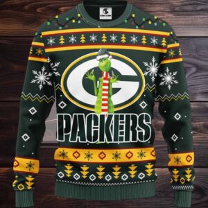 Green Bay Packers Funny Grinch Ugly Christmas Sweater, Grinch Xmas Sweater