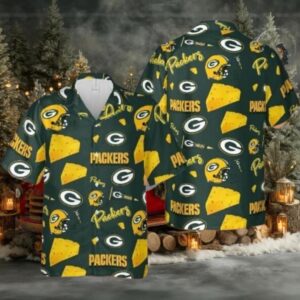 Green Bay Packers Logo Cheesehead Hawaiian Shirt