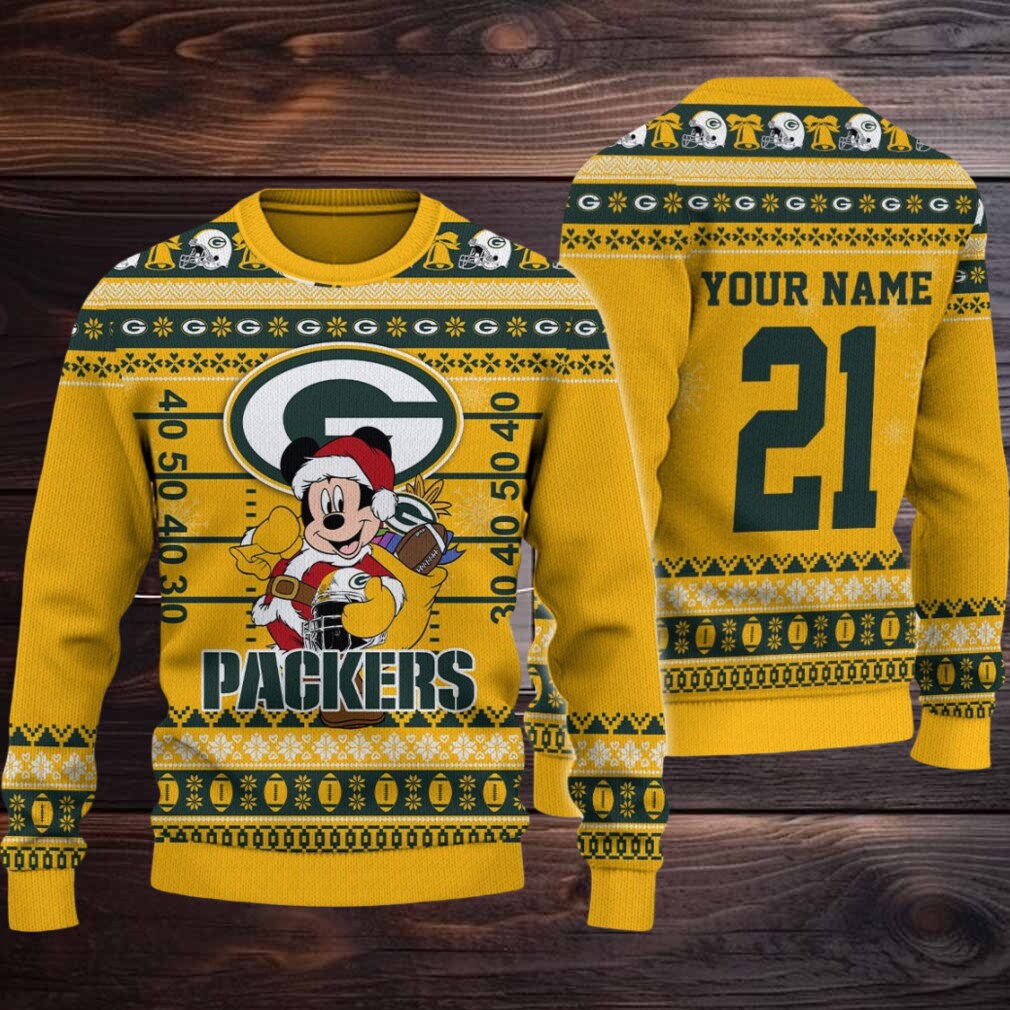 Green Bay Packers Mickey Mouse Santa Ugly Christmas Sweater Green Bay Packers Mickey Mouse Santa Ugly Christmas Sweater
