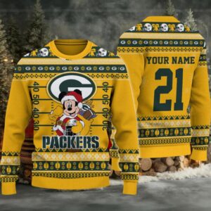 Green Bay Packers Mickey Mouse Santa Ugly Christmas Sweater