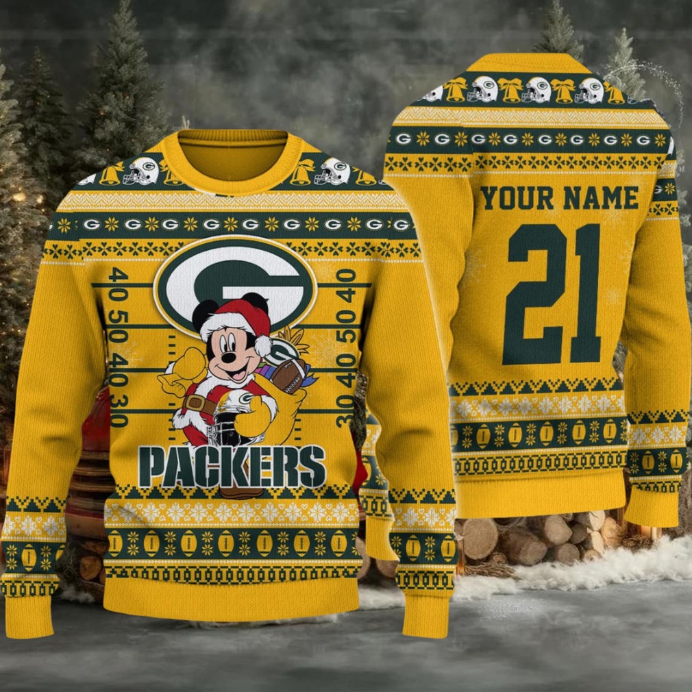 Green Bay Packers Mickey Mouse Santa Ugly Christmas Sweater Green Bay Packers Mickey Mouse Santa Ugly Christmas Sweater