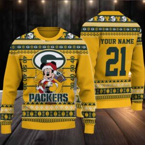 Green Bay Packers Mickey Mouse Santa Ugly Christmas Sweater