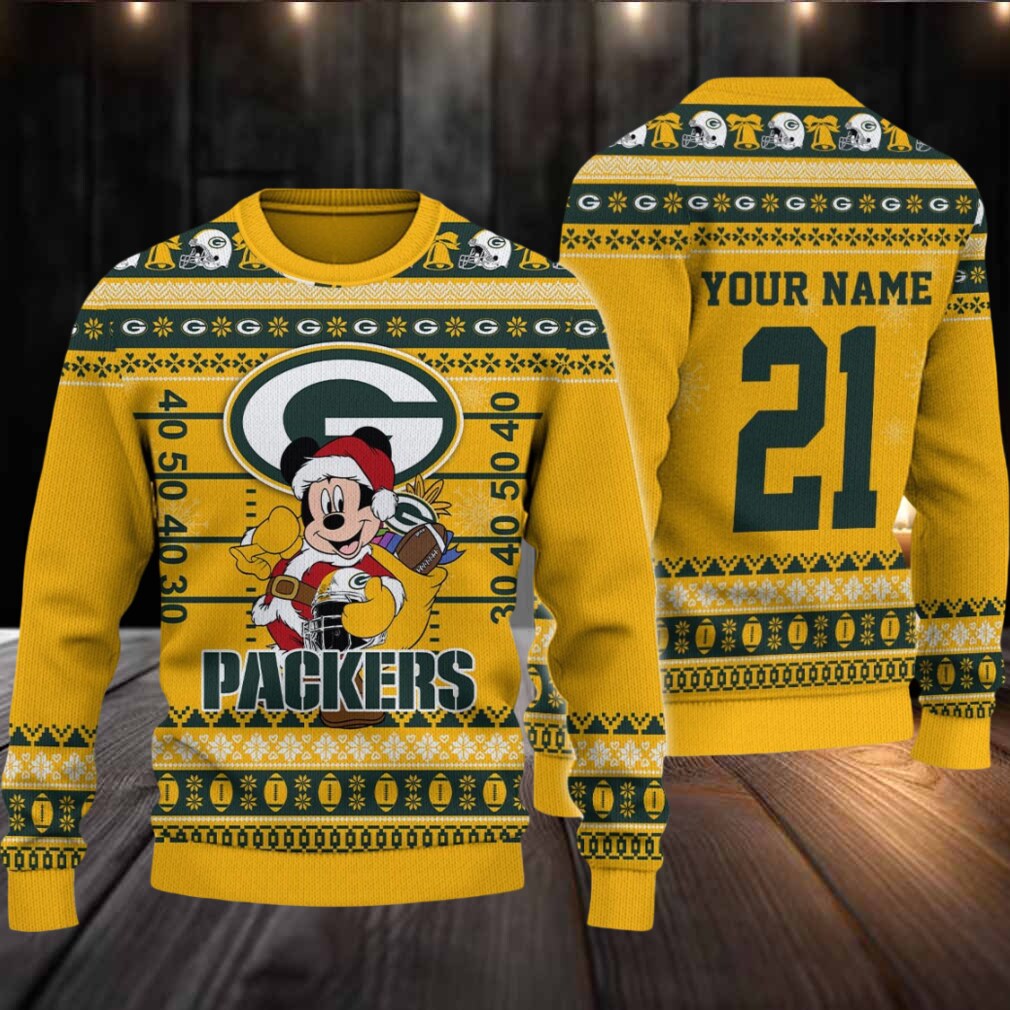 Green Bay Packers Mickey Mouse Santa Ugly Christmas Sweater Green Bay Packers Mickey Mouse Santa Ugly Christmas Sweater