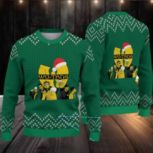 Green Geometric Knit Pattern “Wu Tang Clan Christmas Edition” Ugly Sweater