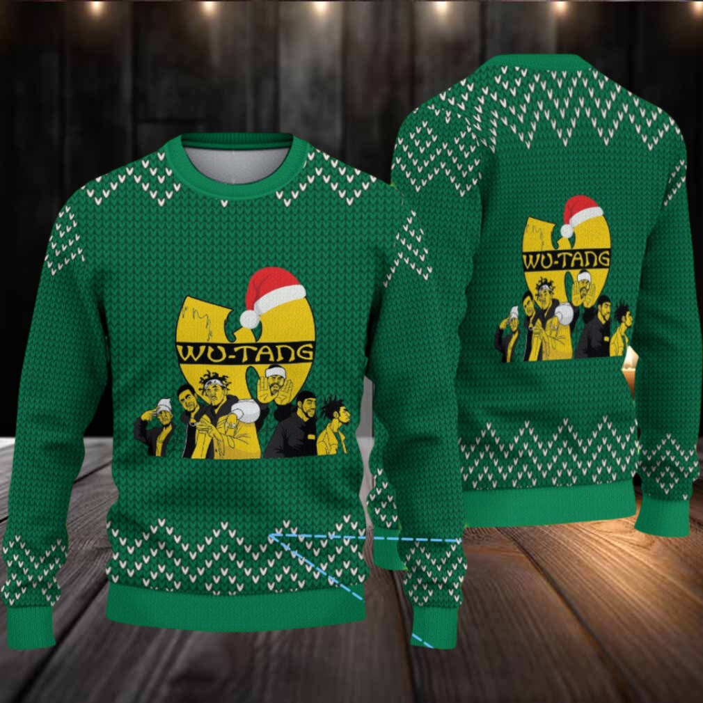 Green Geometric Knit Pattern “Wu Tang Clan Christmas Edition” Ugly Sweater Green Geometric Knit Pattern “Wu Tang Clan Christmas Edition” Ugly Sweater