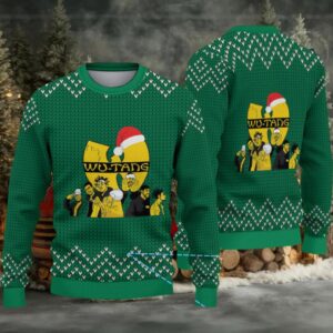 Green Geometric Knit Pattern “Wu Tang Clan Christmas Edition” Ugly Sweater